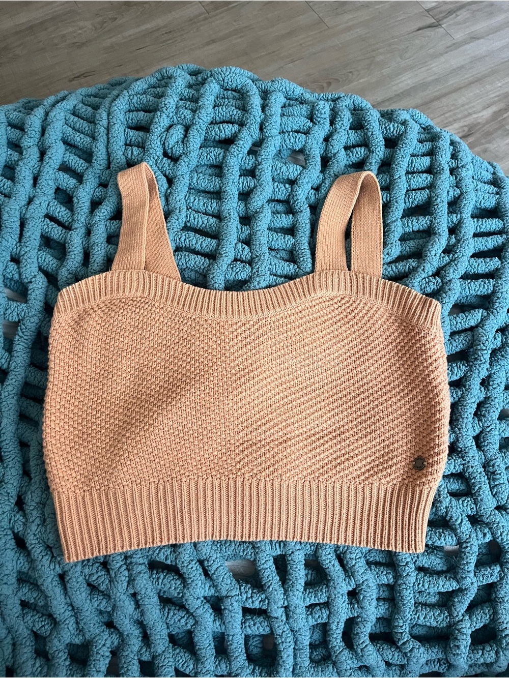 Roxy Peach Knit Crop Tank Top